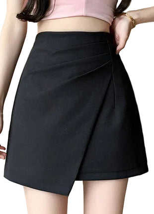 Black Pleated A-Line Mini Skirt for Women blndl
