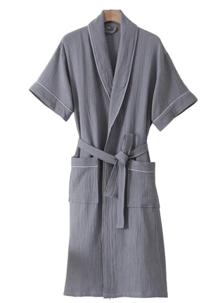 Unisex White Double-Layer Cotton Home Robe BLNDL