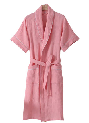Versatile Double-Layer Cotton Nightgown Robe in Pink BLNDL