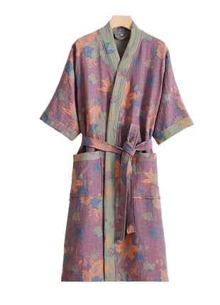Floral Double Gauze Cotton Bathrobe for Women BLNDL