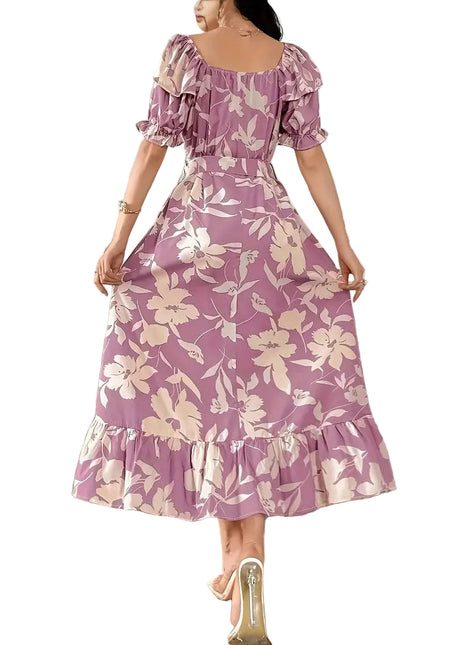 Women's Casual Printed Purple Dress BLNDL