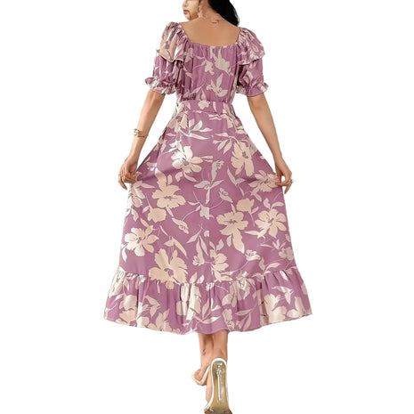 Women's Casual Printed Purple Dress BLNDL