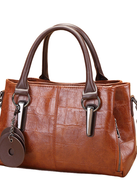 Retro Color Handbag | Women's Vintage PU Leather Shoulder Bag brown