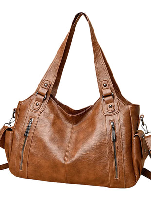 Retro Large Capacity Shoulder Handbag | Women's Vintage PU Leather Tote Bag light brown