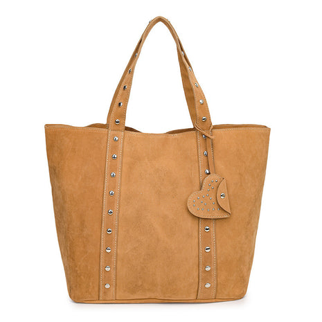 Rivet Commuter Underarm Handbag | Women's PU Leather Shoulder Bag light brown