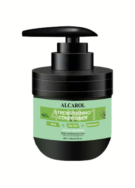 Alcarol Strengthening Conditioner bottle with pump on a white background