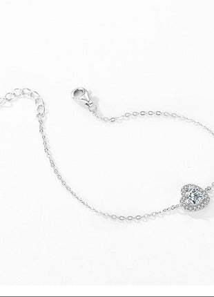 S925 Sterling Silver Romantic Heart Diamond Bracelet – Women's Love Jewelry