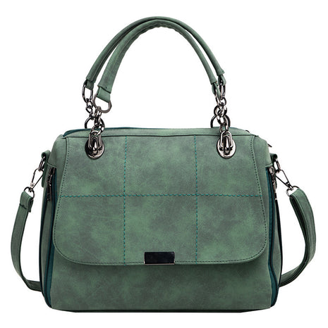 Scrub PU Leather Shoulder Handbag – Modern Elegance with Spacious Everyday Storage green