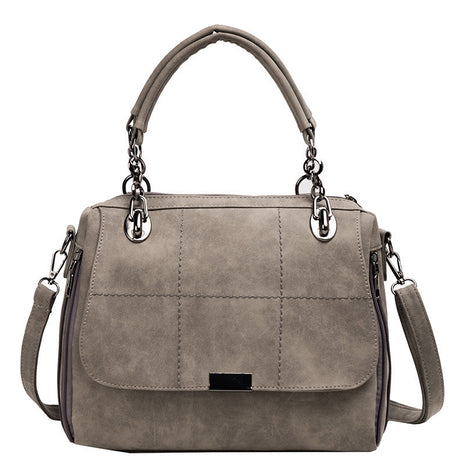 Scrub PU Leather Shoulder Handbag – Modern Elegance with Spacious Everyday Storage grey
