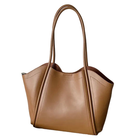 Sentong Qin Genuine Leather Shoulder Cowhide Handbag – Premium Everyday Style with Genuine Leather Craftsmanship camel