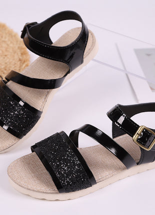 Sandalias de moda con hebilla y lentejuelas