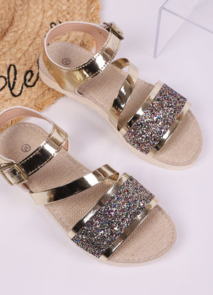 Sandalias de moda con hebilla y lentejuelas