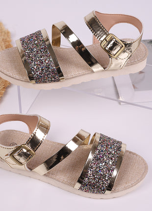 Sandalias de moda con hebilla y lentejuelas