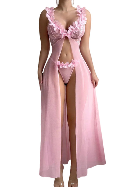 Versatile Women's Two-Piece Mesh Nightwear Set