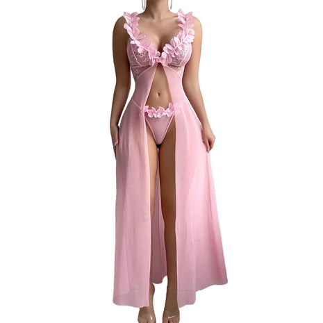 Versatile Women's Two-Piece Mesh Nightwear Set