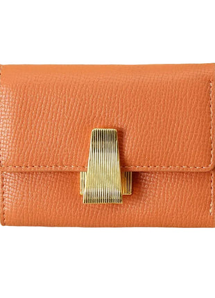 Small leather wallet featuring sewing line details and anti-magnetic functionality.