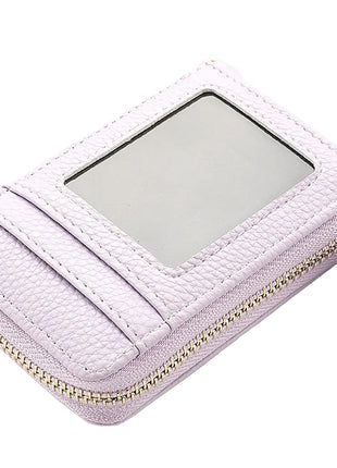 Short stylish PU leather card holder with minimalist compact design.