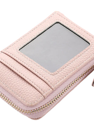 Short stylish PU leather card holder with minimalist compact design.