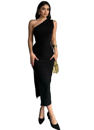 Elegant Black One-Shoulder Evening Dress