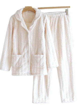 Women's Beige Coral Fleece Winter Pyjamas