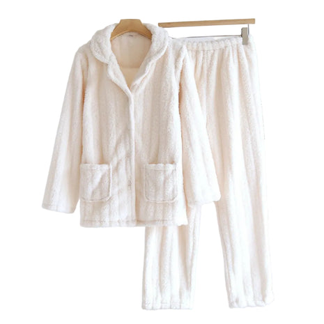 Women's Beige Coral Fleece Winter Pyjamas