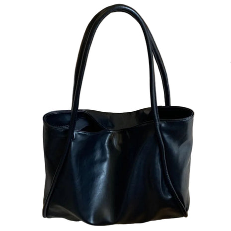 Simple Niche Large Capacity Handbag | Women's Minimalist PU Leather Shoulder Bag black