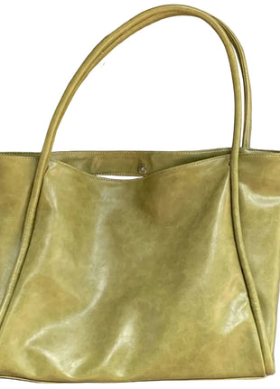 Simple Niche Large Capacity Handbag | Women's Minimalist PU Leather Shoulder Bag matcha