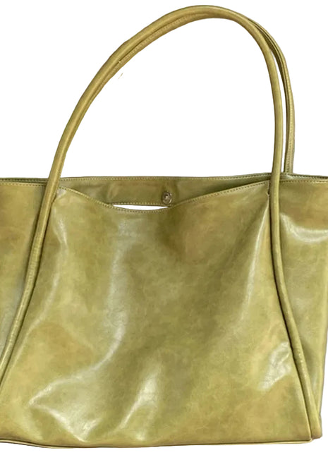 Simple Niche Large Capacity Handbag | Women's Minimalist PU Leather Shoulder Bag matcha