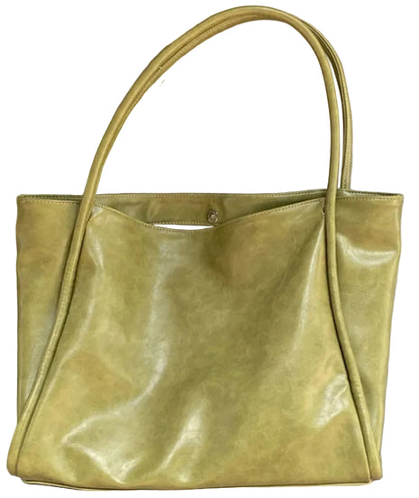 Simple Niche Large Capacity Handbag | Women's Minimalist PU Leather Shoulder Bag matcha