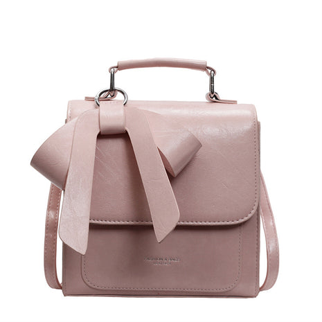 Simplicity Square Leather Bow Backpack Tote – Elegant Style with Everyday Versatility pink