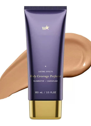 Full coverage body makeup cream that helps improve skin tone appearance and provide a flawless-looking finish.