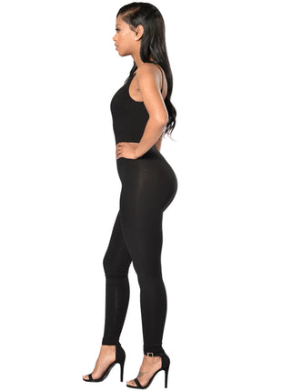 Women's Sleeveless Skinny One-Piece Athleisure Jumpsuit