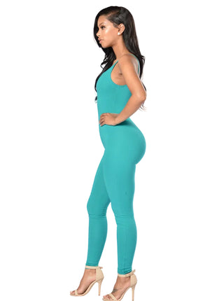 Women's Sleeveless Skinny One-Piece Athleisure Jumpsuit