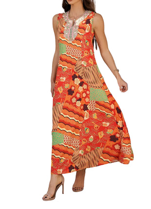 Women's Orange Vacation Maxi Dress