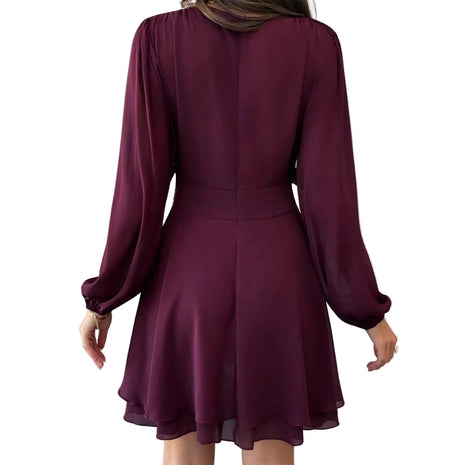 Slimming Figure-Hugging Draped A-Line Dress – Elegant & Flattering Style blndl dark purple