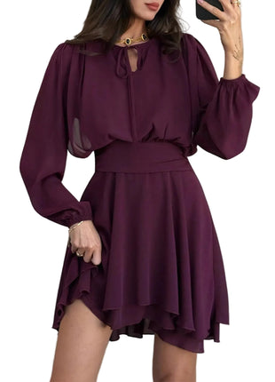 Slimming Figure-Hugging Draped A-Line Dress – Elegant & Flattering Style dark purple blndl
