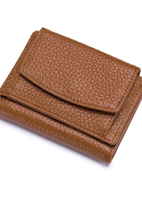 Small Korean-inspired leather wallet available in multiple colors with minimalist design.