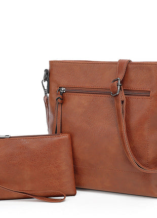 Soft Leather Bag & Wallet Suit – Coordinated Style for Everyday Elegance white brown