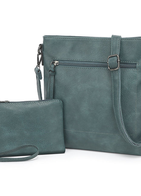 Soft Leather Bag & Wallet Suit – Coordinated Style for Everyday Elegance white turquoise 