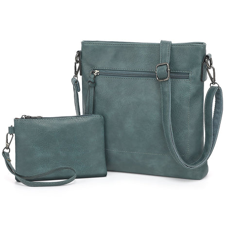 Soft Leather Bag & Wallet Suit – Coordinated Style for Everyday Elegance white turquoise 