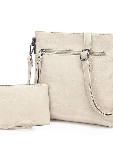 Soft Leather Bag &amp; Wallet Suit – Coordinated Style for Everyday Elegance white