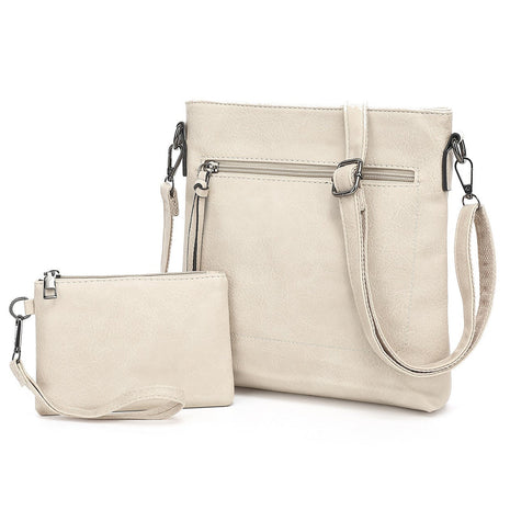 Soft Leather Bag &amp; Wallet Suit – Coordinated Style for Everyday Elegance white