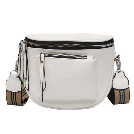 Soft Leather Saddle Crossbody Handbag – Timeless Elegance with Everyday Functionality white