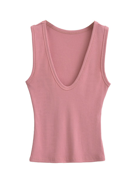 Soft cotton cropped vest available in black, white, pink, yellow, navy blue, wine red, coffee, and dark gray.