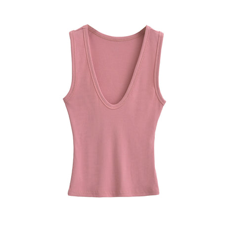 Soft cotton cropped vest available in black, white, pink, yellow, navy blue, wine red, coffee, and dark gray.