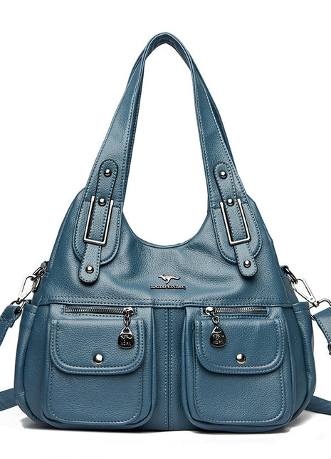 Solid Color Heart-Shaped Crossbody Handbag | Women's PU Leather Shoulder Bag blue