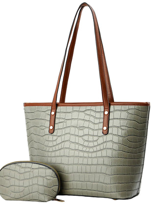 Spacious PU tote handbag with interior pockets