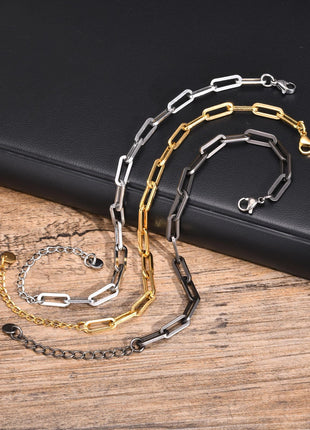 Square Buckle Thick Stainless Steel Bracelet – Unisex Minimalist Jewelry
