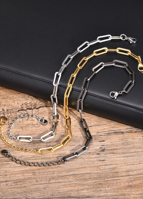 Square Buckle Thick Stainless Steel Bracelet – Unisex Minimalist Jewelry