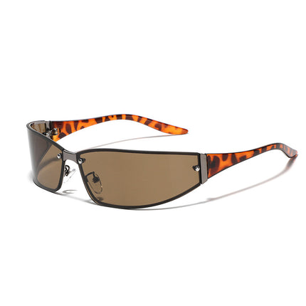 Sunglasses with tortoiseshell frame and brown lenses on a white background